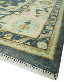 Charcoal, Beige and Olive Hand Knotted 8x10 Turkish Style Oushak Wool Area Rug by The Rug Decor