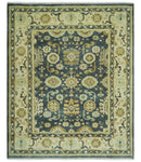 Charcoal, Beige and Olive Hand Knotted 8x10 Turkish Style Oushak Wool Area Rug by The Rug Decor
