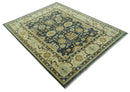 Charcoal, Beige and Olive Hand Knotted 8x10 Turkish Style Oushak Wool Area Rug by The Rug Decor