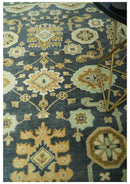 Charcoal, Beige and Olive Hand Knotted 8x10 Turkish Style Oushak Wool Area Rug by The Rug Decor