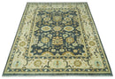 Charcoal, Beige and Olive Hand Knotted 8x10 Turkish Style Oushak Wool Area Rug by The Rug Decor
