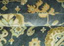 Charcoal, Beige and Olive Hand Knotted 8x10 Turkish Style Oushak Wool Area Rug by The Rug Decor
