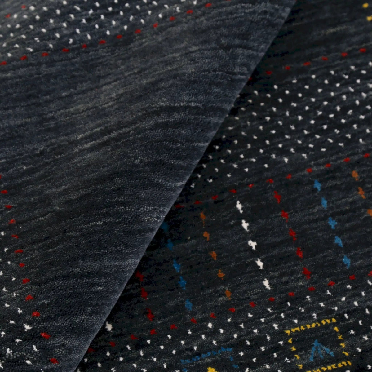 Hand Loomed Wool Area Rug - Charcoal Center Traditional Pattern Red Yellow Accents, photo 10 of 13