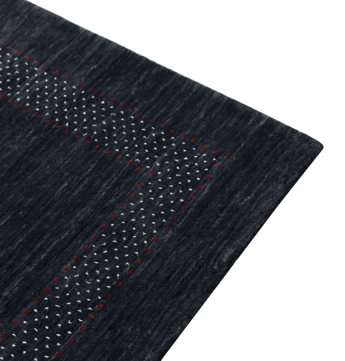 Hand Loomed Wool Area Rug - Charcoal Center Traditional Pattern Red Yellow Accents, photo 12 of 13
