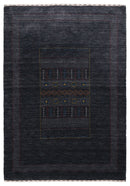 Charcoal Center Pattern Hand Loomed Wool Area Rug