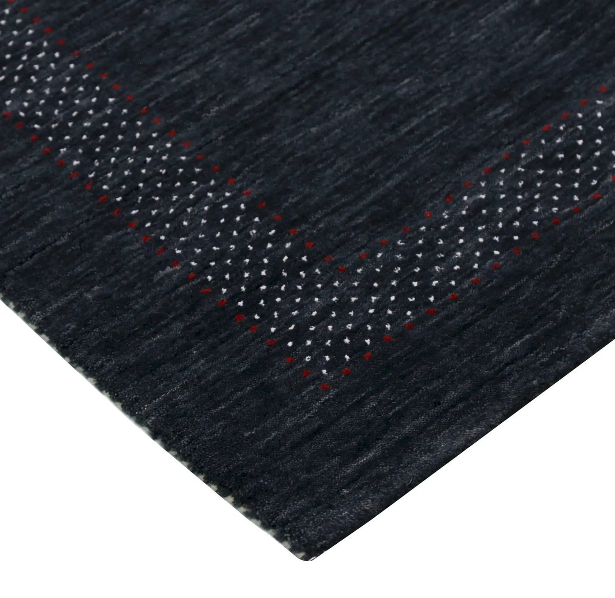 Hand Loomed Wool Area Rug - Charcoal Center Traditional Pattern Red Yellow Accents, photo 11 of 13