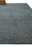 Charcoal Contemporary Stripes Pattern Hand Knotted 9.3x14.8 Wool Area Rug by The Rug Decor