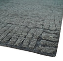Charcoal Contemporary Stripes Pattern Hand Knotted 9.3x14.8 Wool Area Rug by The Rug Decor