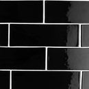 Midnight Glossy Subway Ceramic Tiles 3x9