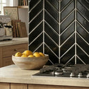 Midnight Glossy Chevron Ceramic Tiles 2x6
