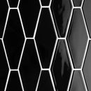 Midnight Glossy Longest Hexagon Ceramic Tiles 3x7 7/8