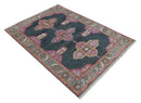 Charcoal, Gray and Pink Traditional Hand Knotted 5x8 and 6x9 Wool Area Rug by The Rug Decor