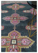 Charcoal, Gray and Pink Traditional Hand Knotted 5x8 and 6x9 Wool Area Rug by The Rug Decor