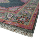 Charcoal, Gray and Pink Traditional Hand Knotted 5x8 and 6x9 Wool Area Rug by The Rug Decor