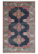 Charcoal, Gray and Pink Traditional Hand Knotted 5x8 and 6x9 Wool Area Rug by The Rug Decor