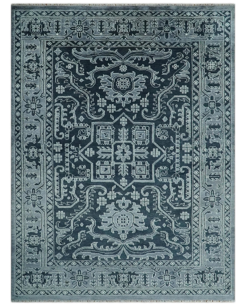 Charcoal, Gray and Silver 9x12 Hand Knotted Traditional Persian Oushak Wool Rug, Accent Rug | TRDCP1083912