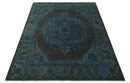 Charcoal, Gray, Green and Blue Neon look Traditional Heriz Medallion Multi Size wool Area Rug