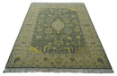 Charcoal, Olive and Mustard Hand knotted Oriental Oushak Custom Made wool Area Rug