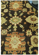 Charcoal, Olive and Rust Hand Knotted 8x10 Traditional Style Oushak Wool Area Rug by The Rug Decor