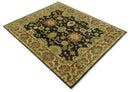 Charcoal, Olive and Rust Hand Knotted 8x10 Traditional Style Oushak Wool Area Rug by The Rug Decor