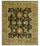 Charcoal, Olive and Rust Hand Knotted 8x10 Traditional Style Oushak Wool Area Rug by The Rug Decor