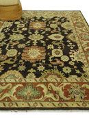 Charcoal, Olive and Rust Hand Knotted 8x10 Traditional Style Oushak Wool Area Rug by The Rug Decor