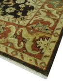 Charcoal, Olive and Rust Hand Knotted 8x10 Traditional Style Oushak Wool Area Rug by The Rug Decor
