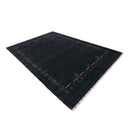 Charcoal Tribal Design Border Hand Loomed Wool Area Rug
