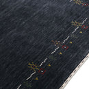 Charcoal Tribal Design Border Hand Loomed Wool Area Rug