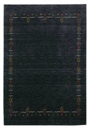 Charcoal Hand-Loomed Natural Wool Area Rug - Tribal Geometric Design by The Rug Decor