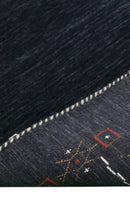 Charcoal Hand-Loomed Natural Wool Area Rug - Tribal Geometric Design by The Rug Decor