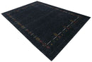 Charcoal Hand-Loomed Natural Wool Area Rug - Tribal Geometric Design by The Rug Decor