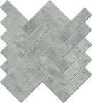 Charme Evo Pearl Grey Herringbone Marble Look Porcelain Mosaics 12x12