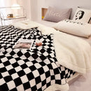 2024 GobekUsa Checkerboard Lamb Fleece Blanket Cover - Premium Printed Blanket Series