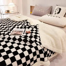 2024 GobekUsa Checkerboard Lamb Fleece Blanket Cover - Premium Printed Blanket Series