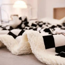2024 GobekUsa Checkerboard Lamb Fleece Blanket Cover - Premium Printed Blanket Series
