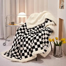 2024 GobekUsa Checkerboard Lamb Fleece Blanket Cover - Premium Printed Blanket Series