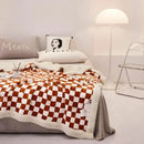 2024 GobekUsa Checkerboard Lamb Fleece Blanket Cover - Premium Printed Blanket Series