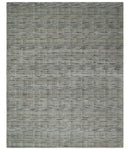 Checkered 8x10 Hand Made Gray, Black and Silver Scandinavian Blended Wool Flatwoven Area Rug | KE37
