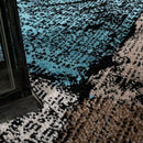 Checkered Area Rug Metro - Brown Blue Pastel