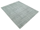 Checkered Silver, Brown and Gray Scandinavian 8x10 Hand Made Blended Wool Flatwoven Area Rug | KE31