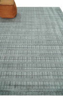 Checkered Silver, Brown and Gray Scandinavian 8x10 Hand Made Blended Wool Flatwoven Area Rug | KE31