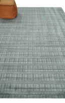 Checkered Silver Brown Gray Scandinavian Hand Made Wool Area Rug 8x10 Flatweave