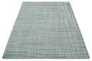 Checkered Silver, Brown and Gray Scandinavian 8x10 Hand Made Blended Wool Flatwoven Area Rug | KE31