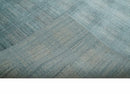 Checkered Blue and Gray Scandinavian 8x10 Hand Made Blended Wool Flatwoven Area Rug | KE26