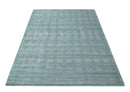 Checkered Blue and Gray Scandinavian 8x10 Hand Made Blended Wool Flatwoven Area Rug | KE26