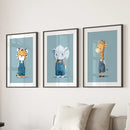 Safari Nursery Wall Art Set of 3. Baby Elephant, Giraffe, Tiger by Wall Art Set