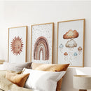 Minimalist Baby Room Wall Art Set of 3. Earthy Rainbow Theme by Wall Art Set