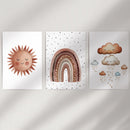 Minimalist Baby Room Wall Art Set of 3. Earthy Rainbow Theme by Wall Art Set