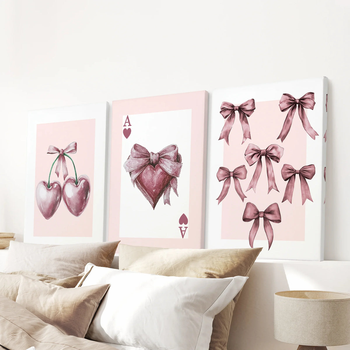 Coquette Cherry Wall Art Set of 3. Pink Romantic Decor, photo 10 of 15